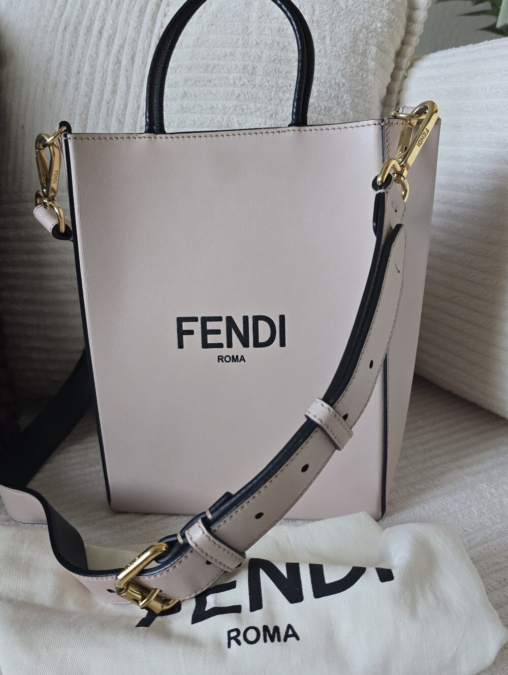 Fendi Roma Shopping Bag in Light Beige/Pinkish Color
